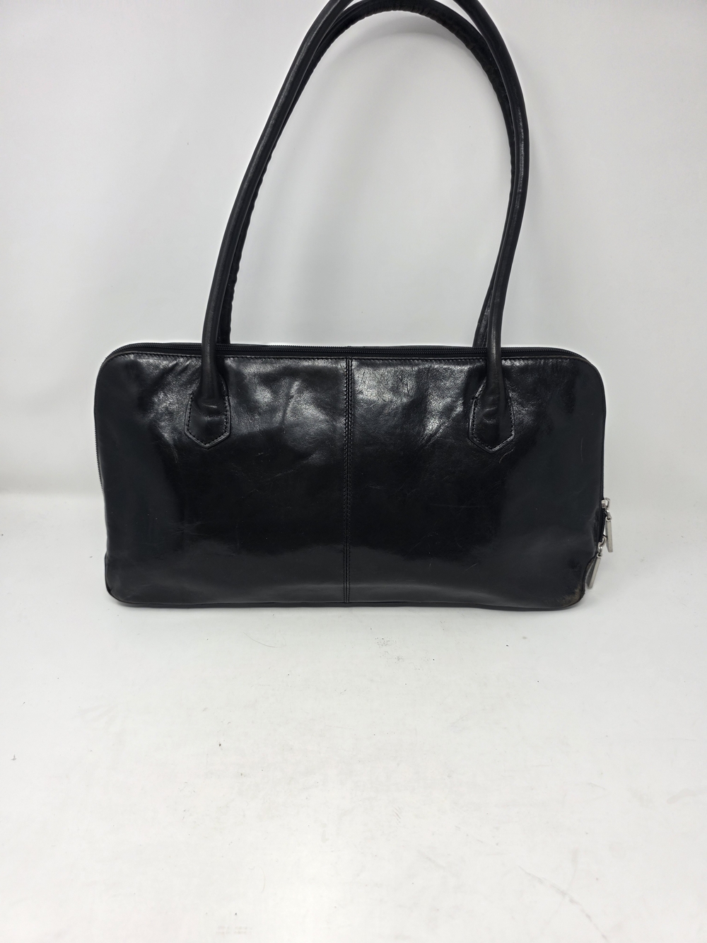 Vintage Hobo International Black Leather Satchel Shoulder Bag Red Interior Purse